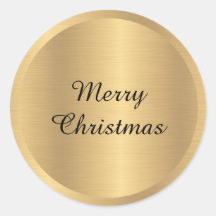 Pegatina Redonda Texto personalizable de Feliz Navidad Añade tu nom
