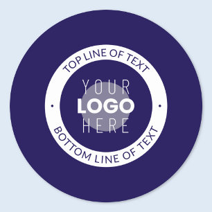 Pegatina Redonda Texto personalizable y logotipo Azul oscuro púrp