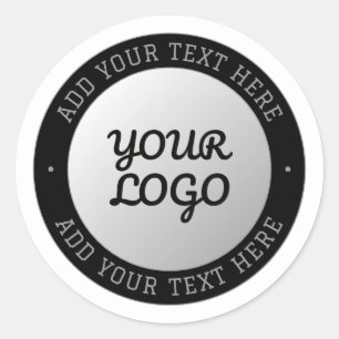 Pegatina Redonda Texto personalizable y logotipo Gradiente gris