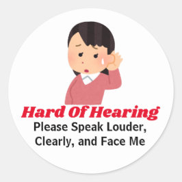 Pegatina Redonda Texto personalizado - chica con dificultad auditiv
