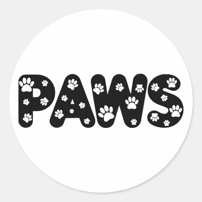 Pegatina Redonda Texto Personalizado de las garras de perro (Anverso)