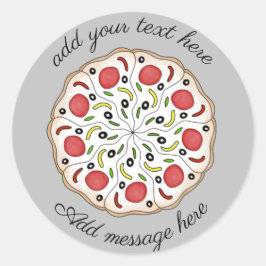 Pegatina Redonda texto personalizado de pizza
