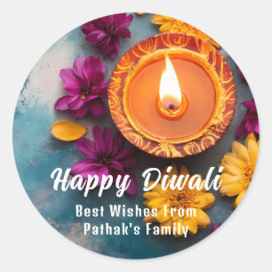 Pegatina Redonda Texto personalizado, Delicia de Diwali 