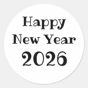 Pegatina Redonda Texto personalizado moderno Feliz Año Nuevo
