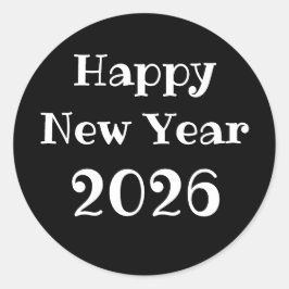 Pegatina Redonda Texto personalizado moderno Feliz Año Nuevo