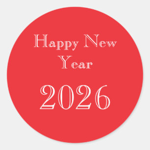 Pegatina Redonda Texto personalizado moderno Feliz Año Nuevo