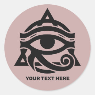 Pegatina Redonda Texto personalizado y el ojo de color de Horus