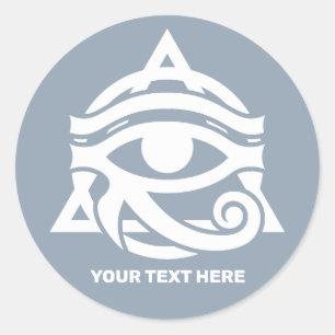 Pegatina Redonda Texto personalizado y el ojo de color de Horus