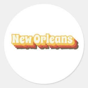 Pegatina Redonda Texto retro de Nueva Orleans