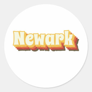 Pegatina Redonda Texto retro vintage de Newark