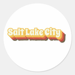 Pegatina Redonda Texto retro vintage de Salt Lake City