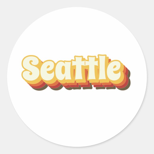 Pegatina Redonda Texto retro vintage de Seattle (Anverso)
