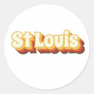 Pegatina Redonda Texto retro vintage de St Louis