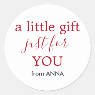 Pegatina Redonda Texto rojo blanco mínimo para regalo