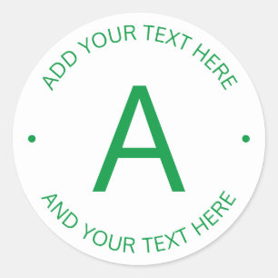 Pegatina Redonda Texto simple personalizable   Verde y blanco