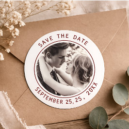 Pegatina Redonda Texto y foto elegantes simples | Código QR Boda