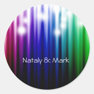 Pegatina Redonda textura brillante del arco iris