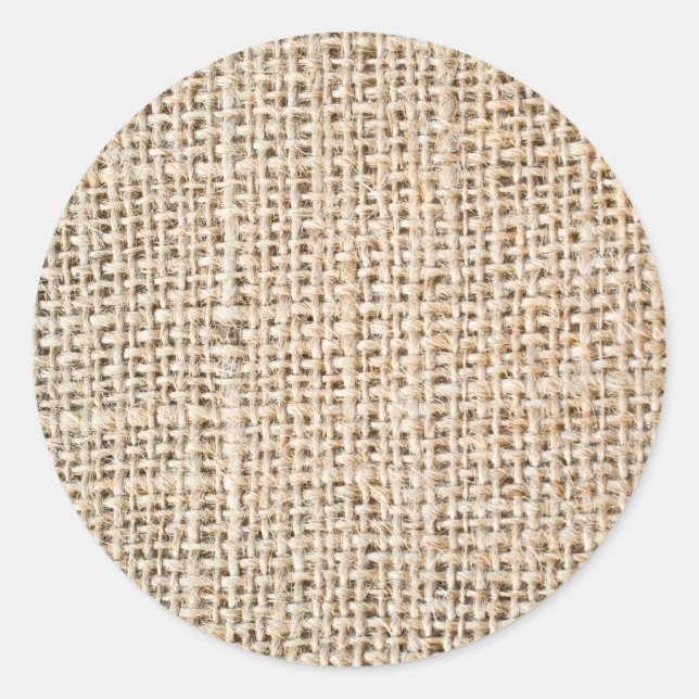 Pegatina Redonda Textura de Burlap (Anverso)