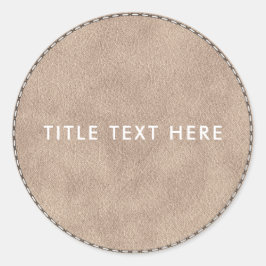 Pegatina Redonda Textura de cuero Ante beige y ajuste