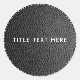 Pegatina Redonda Textura de cuero negro y ajuste