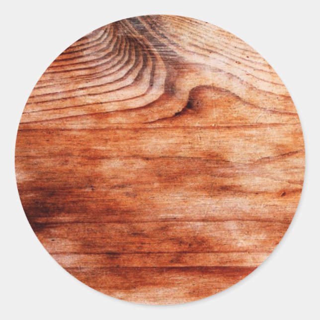 Pegatina Redonda Textura de grano de madera (Anverso)