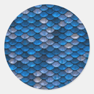 Pegatina Redonda Textura de la sirena del dragón de pescado de esc