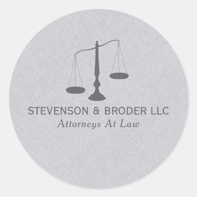 Pegatina Redonda Textura de línea gris y escala de justicia gris (Anverso)