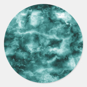 Pegatina Redonda Textura de mármol verde oscuro
