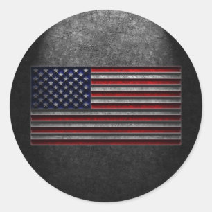 Pegatina Redonda Textura de piedra de la bandera estadounidense