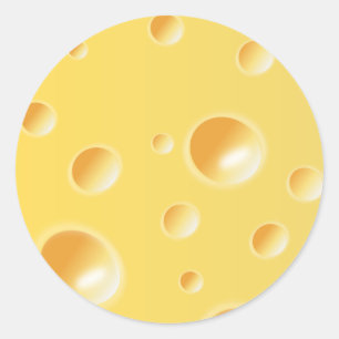 Pegatina Redonda Textura de queso suizo amarillo