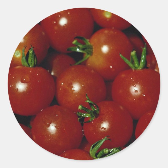 Pegatina Redonda Textura de tomates dulces (Anverso)