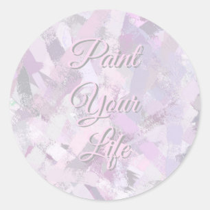 Pegatina Redonda Textura del pincel de trazos. Texto.