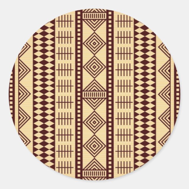 Pegatina Redonda Textura étnica marrón (Anverso)