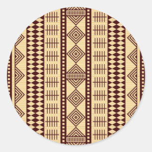 Pegatina Redonda Textura étnica marrón