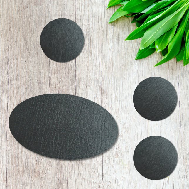 Pegatina Redonda Textura falsa de cuero negro (Subido por el creador)