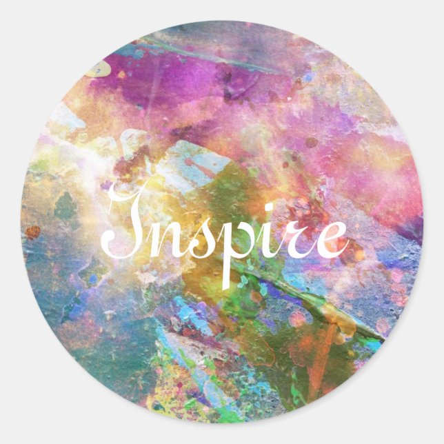 Pegatina Redonda Textura gruesa abstracta con pintura acuarela 3 (Anverso)