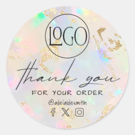 Pegatina Redonda textura opal gracias