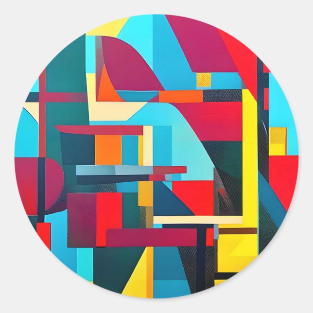 Pegatina Redonda Textura Resumen Formas geométricas (Anverso)
