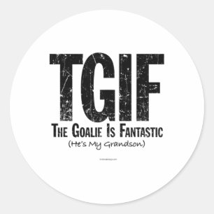 Pegatina Redonda Tgif El Arquero Es El Fantástico Abuelo De Hockey