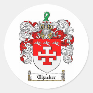 Pegatina Redonda Thacker Family Crest - Thacker Coat
