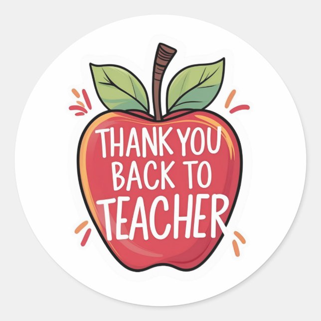 Pegatina Redonda Thank You Back to School Teacher Apple  (Anverso)