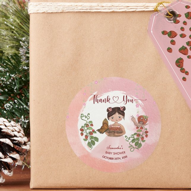 Pegatina Redonda Thank You Berry Much Baby Shower Round Sticker (Thank You Berry Much Baby Shower Round Sticker)
