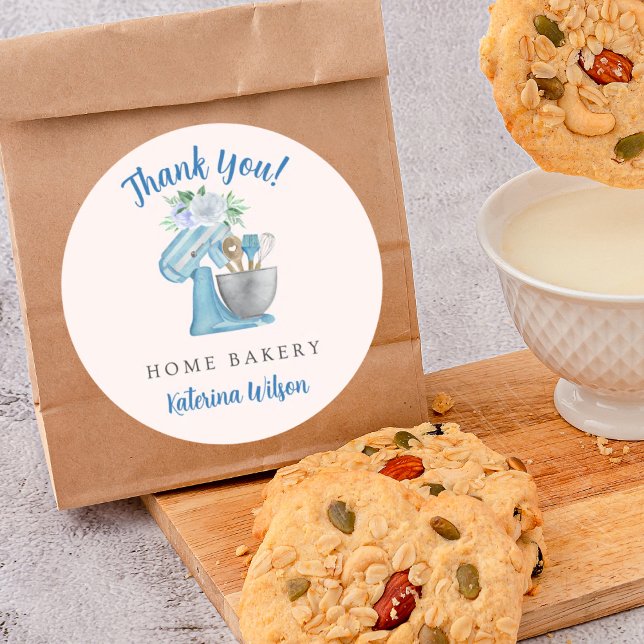 Pegatina Redonda Thank You Blue Flower Mixer (Subido por el creador)