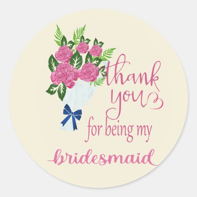 Pegatina Redonda Thank you bridesmaid (Anverso)
