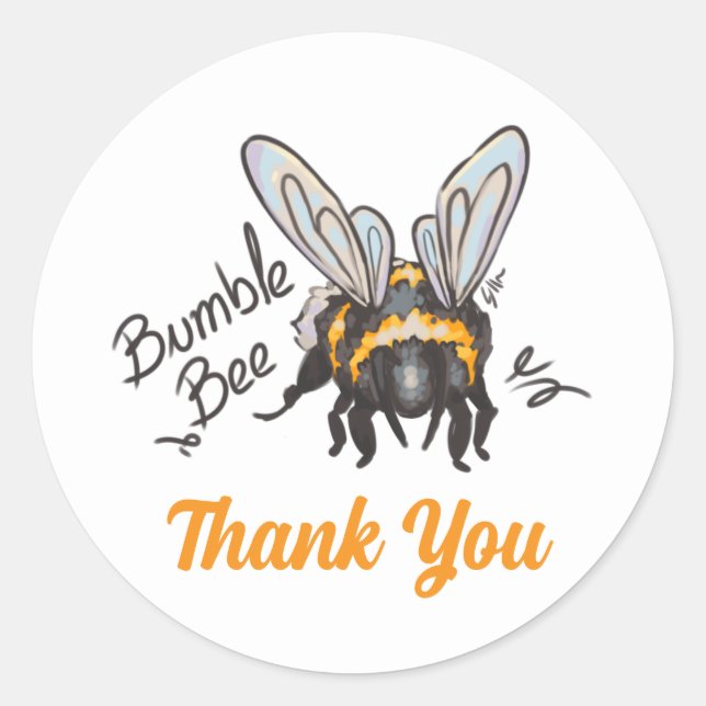 Pegatina Redonda Thank You Bumble Bee (Anverso)