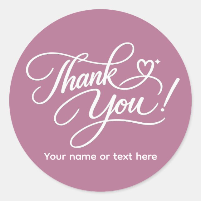 Pegatina Redonda Thank You elegant sticker (Anverso)