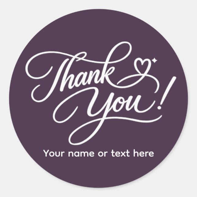 Pegatina Redonda Thank You elegant sticker (Anverso)