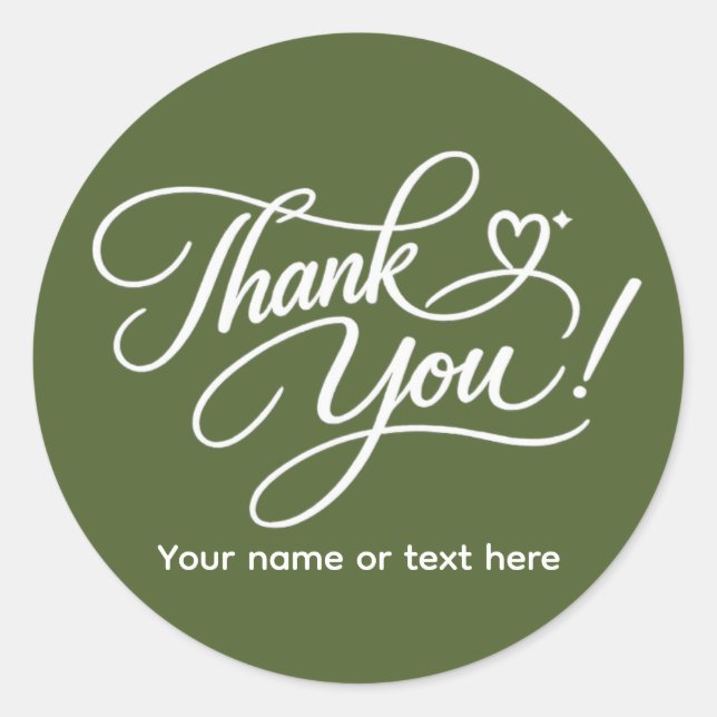 Pegatina Redonda Thank You elegant sticker (Anverso)
