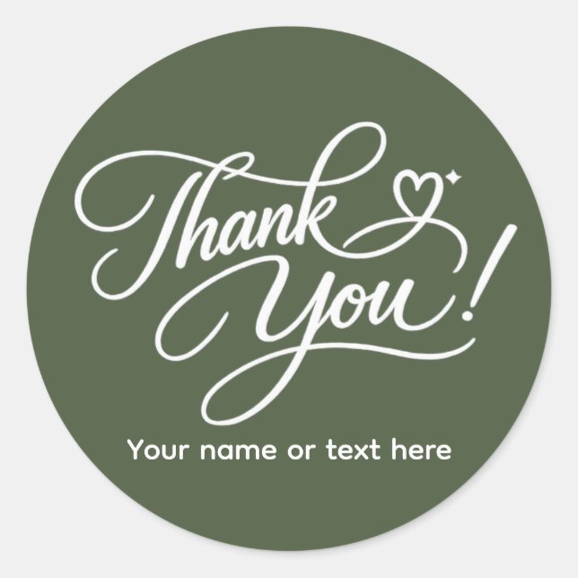 Pegatina Redonda Thank You elegant sticker (Anverso)