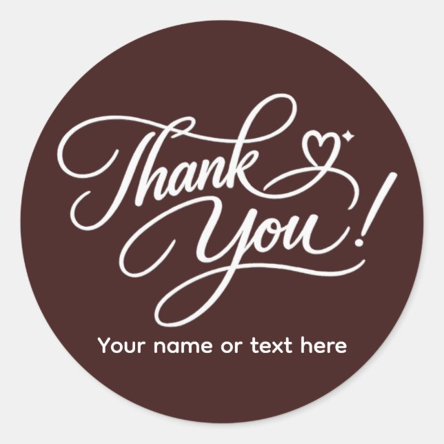 Pegatina Redonda Thank You elegant sticker (Anverso)